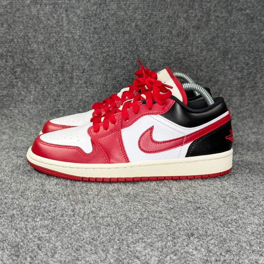 Jordan 1 Low Athletic Shoes Women's 8.5 Reverse Black Toe Red Retro Sneakers